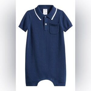 Nordstrom Navy Polo Shortie with White Accents